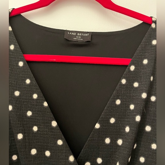 Lane Bryant Belted Dress Pockets Black Polka Dot 26/28 - Picture 2 of 4